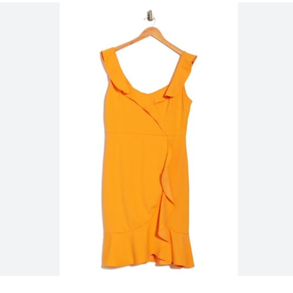 NWT Laundry by Shelli Segal Women's 10 Orange Ruffle Tank Dress Zip back - Picture 3 of 16